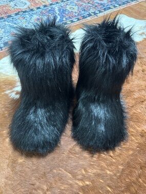 Black Faux Fur Boots